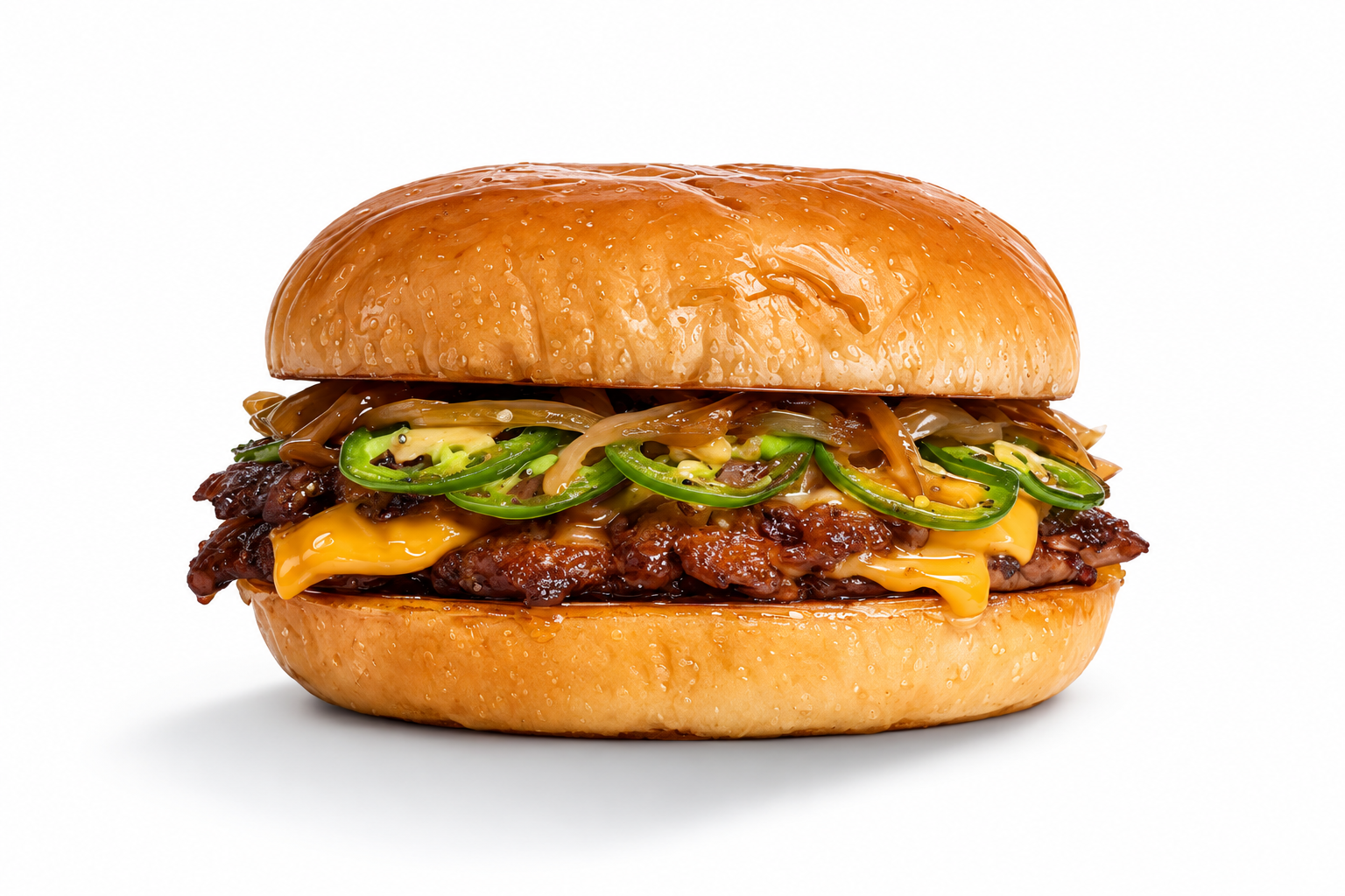 Jalapeno Smash burger with jalapenos and cheese